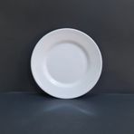 4 Adet Kırılmaz Melamin Çizgi Tatlı & Yemek Servis Tabağı 25 Cm - Beyaz Beyaz