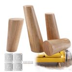 4 Adet Konik Ahşap Kanepe Ayakları - Sehpalar, Dolaplar ve Kanepeler için Eğik Masa Ayakları - Montaj Plakası ve Vidalar Dahildir - 8 cm (3 inç) Yükseklik