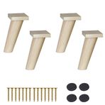 4 Adet Konik Ahşap Masa Ayakları - 13,5 cm Masif Kauçuk Ahşap Ayaklar Kanepe, Sandalye, Osmanlı, Loveseat, Şifonyer için - Doğal Kaplama Yedek Mobilya Ayakları