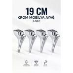 (4 Adet) Krom Mobilya Ayağı 19 Cm Dekoratif Koltuk Kanepe Sehpa Ayağı Modern Tasarım