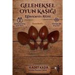 4 Adet Kutulu Ahşap Görünümlü Plastik Kaşık Oyun Havası Kaşığı Düğün Kına Eğlence Kaşığı Kısa Kaşık