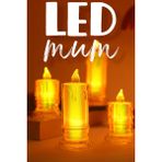 4 Adet Led Mum Simli Tipi Pil Dahil Dumansız Alev Ledli Yapay Dekoratif Mum Işığı Pt421-23 Şeffaf
