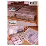 4 Adet Luna Çekmece Içi Düzenleyici Kemer Çorap Kravat Iç Çamaşırı Atlet Organizer Kapaklı Kutu