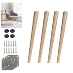 4 Adet Meşe Dolap Ayakları - Masif Ahşap Masa Ayakları ve Yemek Masası Ayakları, 80 cm/31,5 inç, Eğik Koni Tasarımı, Kanepe, Sandalye ve Salon Kürkü için Mükemmel, Aksesuarlar Dahil