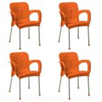 4 Adet Metal Ayaklı Plastik Sandalye Turuncu