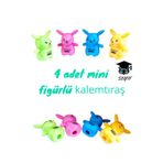 4 Adet Mini Figürlü Kalemtıraş