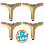 (4 Adet) Mobilya Ayağı Modern Ayak Dayanıklı Koltuk Sehpa Masa Tv Ünitesi 12 Cm Antik Sarı Metal