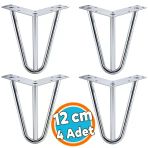 4 Adet Mobilya Ayağı Üçgen Modern Tasarım Koltuk Sehpa Masa Tv Ünitesi Uyumlu 12 Cm Krom Gümüş Metal
