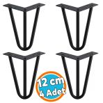 (4 Adet) Mobilya Ayağı Üçgen Modern Tasarım Koltuk Sehpa Masa Tv Ünitesi Uyumlu 12 Cm Siyah Metal