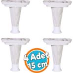 (4 Adet) Mobilya Kanepe Puf Sehpa Konsol Ayağı Beyaz Baza Yükseltici Ayak 15 Cm