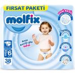 4 ADET Molfix Fırsat Paketi (6 No) Extra Large Bebek Bezi 38Li