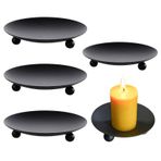 4 adet mum altlığı, 6,8 cm mum tabağı, siyah şamdan, dekoratif mumluk, metal şamdan, yuvarlak mumluk, düğün, Noel, parti, ziyafet, dua, masa dekorasyonu için