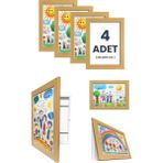 4 Adet Natural Premiore A4 Çocuk Sanat Resim Çerçevesi Katlanır Saklama Resmi Kolay Değiştirilebilir Manyetik Açılır Kapanır Çocuklar Için - Naturel