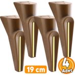 (4 Adet) Nota Ceviz 19 Cm Mobilya Kanepe Tv Ünitesi Koltuk Ayağı Ayakları Ahşap Desenli Kahverengi