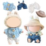 4 adet oyuncak bebek kıyafeti, Labubu ile uyumlu, 17 cm bebek, sevimli pelüş kıyafet, kazak, pantolon, şapka, erkek ve kız çocukları