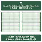 4 Adet Panel Çit Takım 100x250 Cm Yeşil