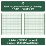4 Adet Panel Çit Takım 75x250 Cm Yeşil