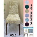 4 Adet Parlak Kadife Kumaş Sandalye Kılıfı Yıkanabilir Likralı Esnek Lastikli, Sandalye Örtü - 50 x 120 cm - Altın