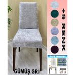 4 Adet Parlak Kadife Kumaş Sandalye Kılıfı Yıkanabilir Likralı Esnek Lastikli, Sandalye Örtü - 50 x 120 cm - Gümüş