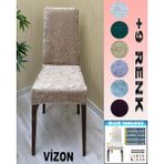 4 Adet Parlak Kadife Kumaş Sandalye Kılıfı Yıkanabilir Likralı Esnek Lastikli, Sandalye Örtü - 50 x 120 cm - Vizon