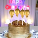 4 Adet Parlak Metalik Balonlu Gold Mum Balonlu Pasta Mumu Gold Doğum Günü Mumu 15 cm