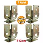 4 Adet Pergule Pergola Ayak Ayarlanabilir 7-12 Cm Arasi Sundurma Kamelya Cardak Ahsap Profil Metal