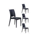 4 Adet Rattan Antrasit Sandalye / Balkon-Bahçe-Teras Antrasit