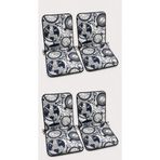 4 Adet Rattan Arkalıklı Sandalye Minderi (Kalınlık 4cm)-Saat Desen Lacivert