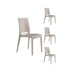 4 Adet Rattan Kolsuz Cappucino Sandalye Balkon Bahçe Teras Cappucino