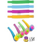 4 Adet Saksafon Top Üfleme Oyunu Popit Eğitici Oyuncak 4 Adet Pop Tubes Sekizli Set