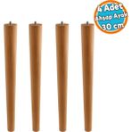 4 Adet Sehpa Masa Ayağı Ham Doğal Ahşap Kahverengi Boyalı Mobilya Aksesuar Modern Ayak Bohem 30 cm - 1