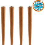 4 Adet Sehpa Masa Ayağı Ham Doğal Ahşap Kahverengi Boyalı Mobilya Aksesuar Modern Ayakları Bohem 35 cm - 1