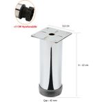 4 ADET Şenel Yapı Market 12 cm Metal Mobilya Kanepe Baza Koltuk Metal Destek Ayağı Ayarlanabilir Krom Ayak 42 mm 4 ADET