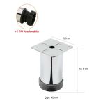 4 ADET ŞENEL Yapı Market 8 cm Metal Mobilya Kanepe Baza Koltuk Metal Destek Ayağı Ayarlanabilir Krom Ayak 42 mm