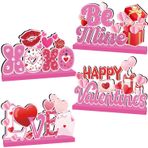 4 Adet Sevgililer Günü Süslemeleri, Mutlu Sevgililer Günü Ahşap Masa Orta Parçaları, XOXO Be Mine Sevgililer Günü Masa Süslemeleri, Ev için Sevgililer Günü Süslemeleri, Sevgililer Günü Hediyeleri