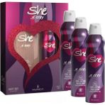 4 Adet She Sexy 150 ml Deo Sprey + 1 Adet 50 ml Kadın Parfüm Seti