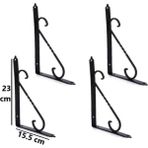 4 Adet Siyah 23x15.5 Ferforje Raf Altı Metal L Ayak
