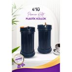 4 Adet Siyah Çizgili Dekoratif Plastik Kokusuz Yanmaz Küllük Kül Tablası