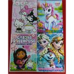4 Adet Stickerli Boyama Kitabı (Hello Kitty,elsa,gabbys,unicorn Figürlü) - Çok Renkli