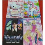 4 Adet Stickerli Boyama Kitabı (*hello Kitty*/unicorn/barbie/wednesday Figürlü) - Çok Renkli