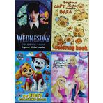 4 adet stickerli boyama kitabı (wednesday/capybara/paw patrol/moda)