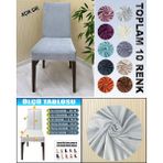 4 Adet Süet Detaylı Angora Kumaş Sandalye Kılıfı Yıkanabilir Likralı Esnek Lastikli, Sandalye Örtü - 50 x 120 cm - Gri