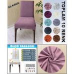 4 Adet Süet Detaylı Angora Kumaş Sandalye Kılıfı Yıkanabilir Likralı Esnek Lastikli, Sandalye Örtü - 55 x 55 cm - Gül Kurusu