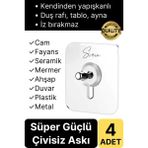 4 Adet Süper Güçlü Kendinden Yapışkanlı Tutunabilen Çok Amaçlı Çerçeve Tablo Banyo Duş Mutfak Askı