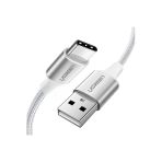 4 Adet Ugreen Usb-C To Usb-A 3A Qc Örgülü Hızlı Şarj Kablosu 2 Metre Gümüş Beyazı 60133