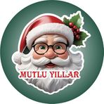 4 Adet UV Baskılı 6 cm Noel Baba Yılbaşı Ahşap Magnet V3
