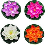 4 Adet Yapay Nilüfer Köpüğü Lotus Çiçeği Gölet Dekoru Gölet Veranda Bahçe Havuz Bahçe Aksesuarları Yaratıcı Yapay Çiçekler, Yapay Bitkiler ve Çiçekler Ev Dekoru (Pembe, Kırmızı, Beyaz, Mor)