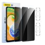 【4 adet】Samsung Galaxy A04S için görüş koruma folyosu, gizlilik zırhlı koruma camı, [2 x casus önleyici koruyucu cam + 2 x kamera koruması] gözetleme önleyici folyo, anti spy koruyucu cam