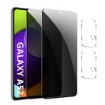 【4 adet】Samsung Galaxy A52 için görüş koruma folyosu, gizlilik zırhlı koruma camı, [2 x casus önleyici koruyucu cam + 2 x kamera koruması] gözetleme önleyici folyo, anti spy koruyucu cam