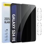 【4 adet】Samsung Galaxy S24FE için görüş koruma folyosu, gizlilik zırhlı koruma camı, [2 x casus önleyici koruyucu cam + 2 x kamera koruması] gözetleme önleyici folyo, anti spy koruyucu cam